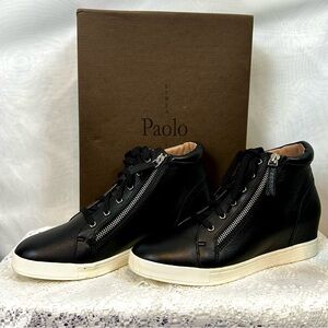 Linea Paolo Black Leather Ankle Boot Side Zip Lace Up Women 8.5 M NIB